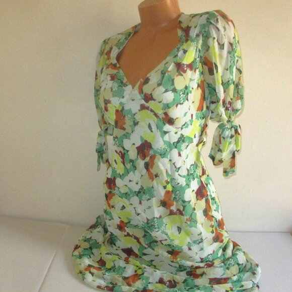 Anthropologie Short Sleeve V-neck Slip Midi Dress MEDIUM Romantic Floral $158 - Picture 8 of 10
